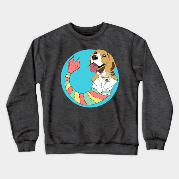 Quincy the Beagle Mermutt Crewneck Sweatshirt by abrushwithhumor